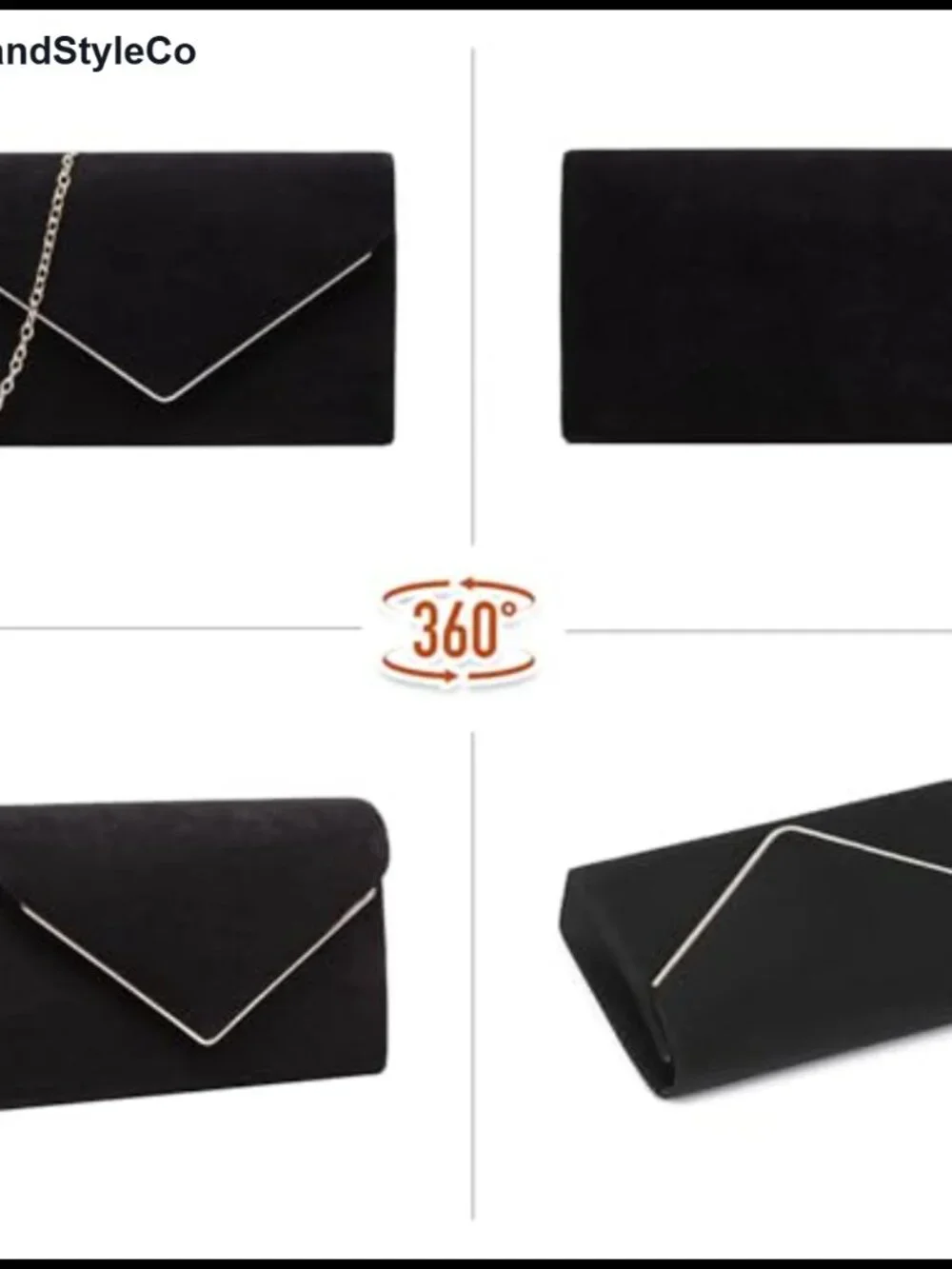Clutch Purse for Women Evening Bag Shoulder Crossbody Faux Suede Gold Trim